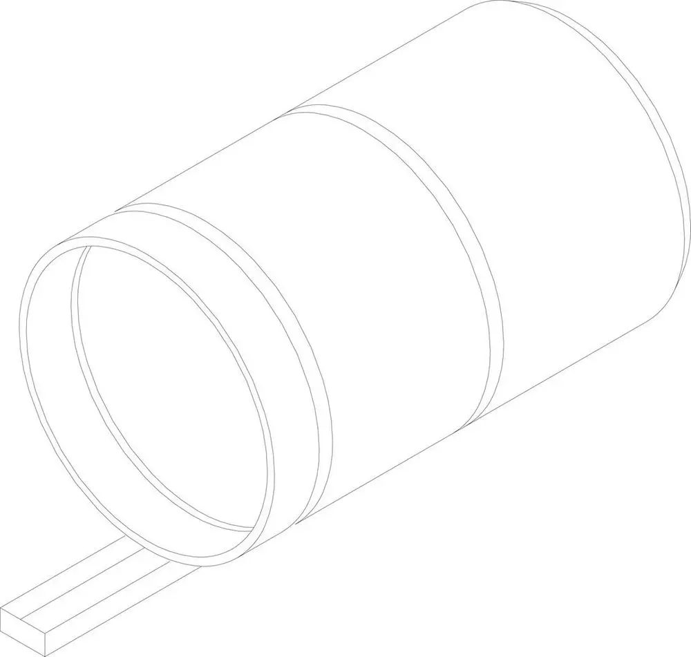 Bosch-Flammtopf in zylindrischer Form mit Öffnung auf einer Seite. Das Produkt zeigt eine einfache, funktionale Struktur ohne erkennbare Maße oder spezifische Details.
